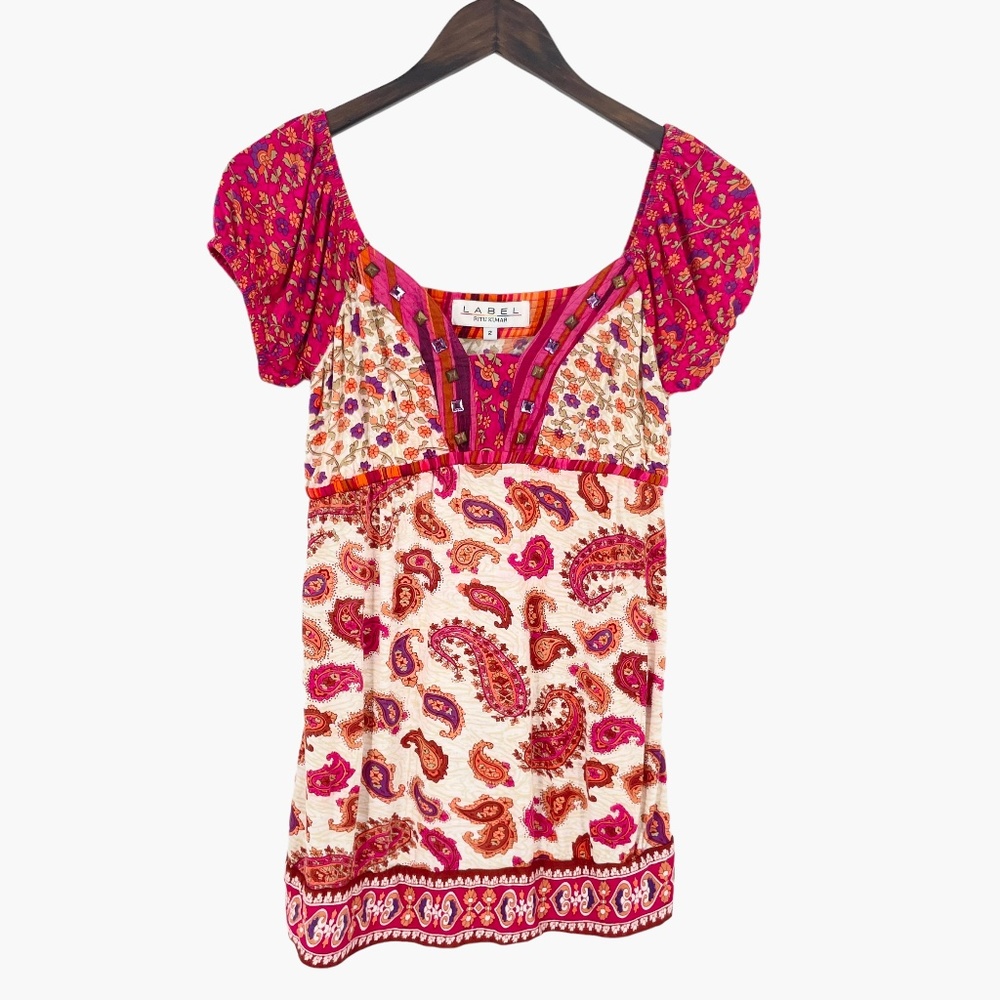Label Ritu Kumar Pink‎ Floral Print Sleeve Top